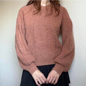 Greylin Medium Pink Mauve Rose Knit Pullover Wool Blend Sweater